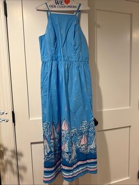 Lilly Pulitzer anchor and Sailboat Border Maxi Dress